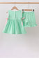 Green Butterfly Smocked Ruffle Shorts Set