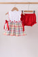 Red ABC Embroidered Plaid Bloomer Set
