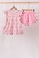 Pink Floral Ruffle Shorts Set