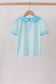 Blue Stripe School Bus Embroidered Top