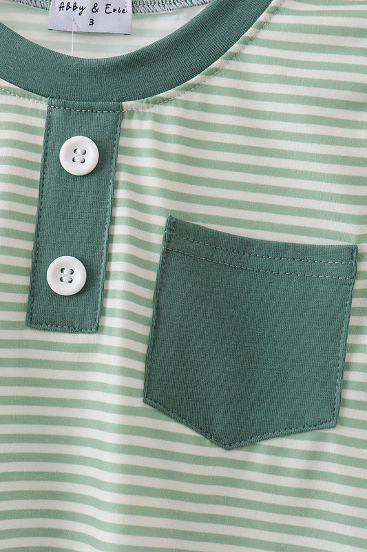 Teal Stripe Pocket top