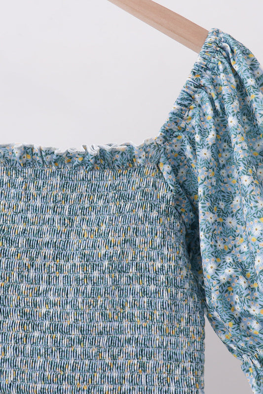 Teal Floral Mom Dress