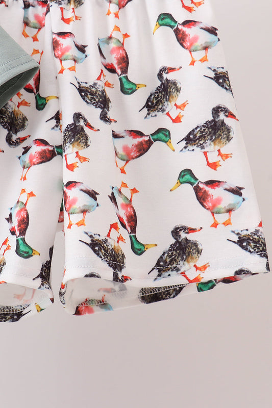 Sage Mallard French Knot Shorts Set