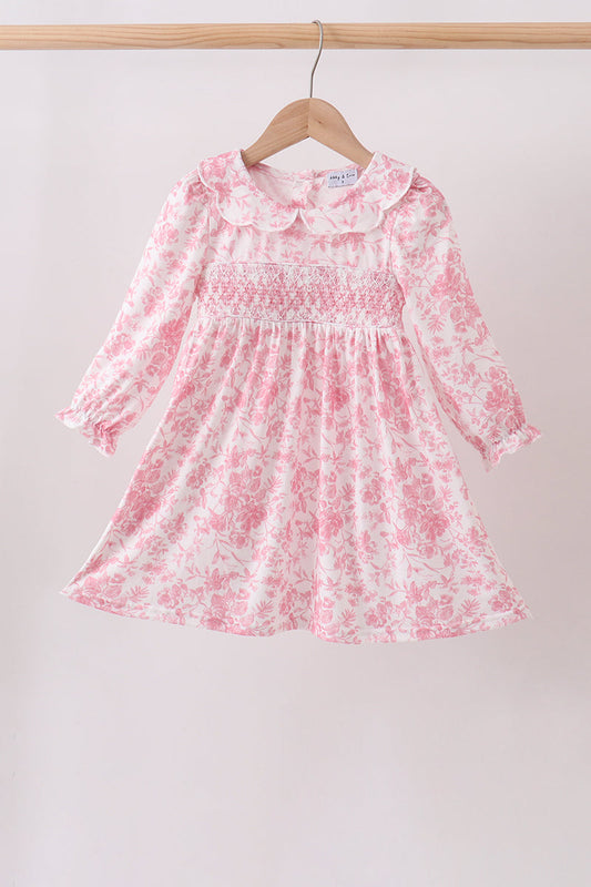 Pink Floral Smocked Dress