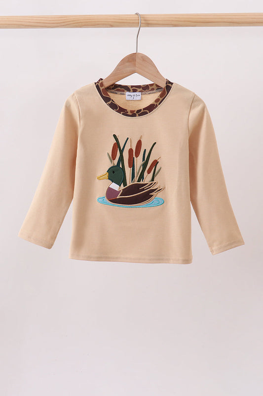 Camouflage duck applique top