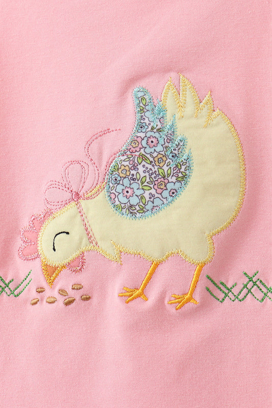 Pink Chicken Applique Bloomer Set