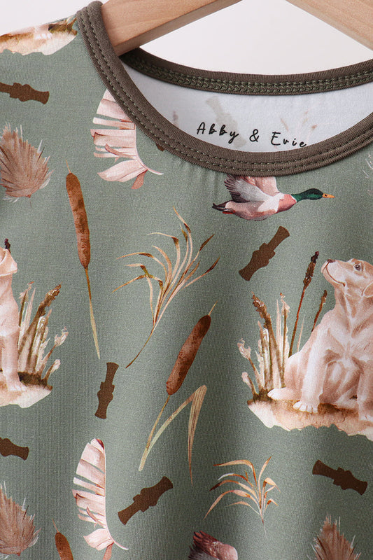 Green Hunting Bamboo Pajama Set