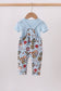 Blue character bamboo romper set