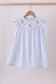 Blue duck embroidery stripe ruffle dress
