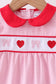 Red valentine's day heart embroidery ruffle romper