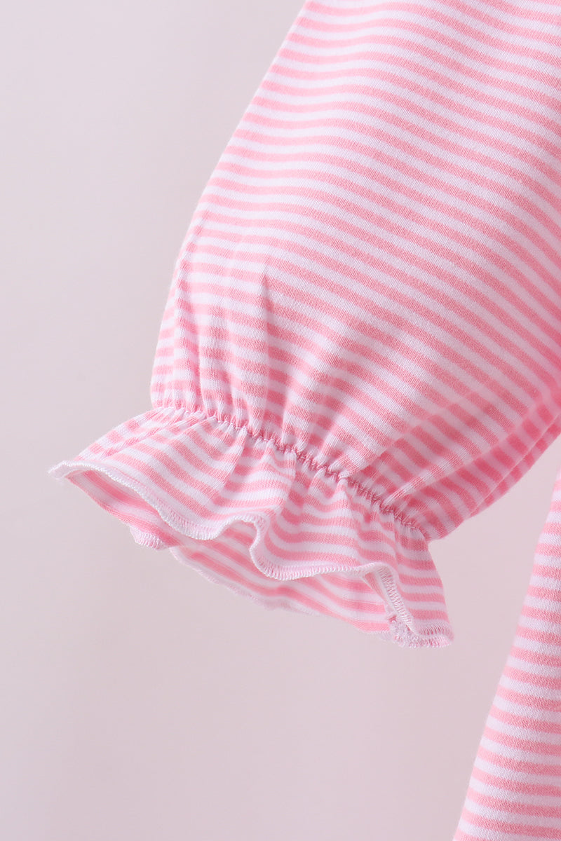 Red valentine's day embroidery ruffle pants set