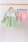 Green clover embroidery stripe bow bloomer set