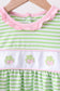 Green clover embroidery stripe bow bloomer set