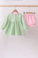 Green clover embroidery stripe bow bloomer set
