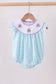 Blue octopus embroidery stripe ruffle bubble