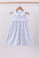Blue plaid bow floral dress