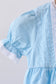Blue cross embroidery lace dress
