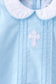 Blue cross embroidery shorts set