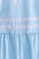 Blue cross embroidery ruffle tiered dress