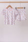 Pink ice cream print bamboo ruffle pajama set