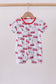 Red fire truck print bamboo romper