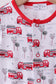 Red fire truck print bamboo romper