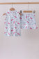 Blue golf bow print 2pc skorts set