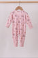 Pink golf cart print bamboo romper