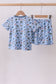 Blue fish print bamboo pajama set