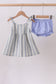 Blue stripe shark embroidery bloomer set