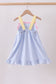 Blue ball embroidery ruffle dress