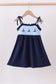 Navy sailboat embroidery ruffle dress