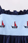 Navy sailboat embroidery ruffle dress