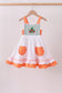 Sage strawberry embroidery ruffle dress