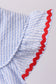 Blue stripe bow fireworks embroidery ruffle dress
