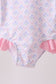Pink floral print ruffle rashguard