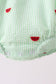 Red stripe watermelon embroidery seersucker bubble