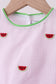 Pink stripe watermelon embroidery seersucker shorts set