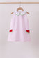 Pink stripe watermelon embroidery seersucker dress