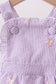 Purple seersucker butterfly embroidery ruffle bubble