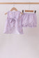 Purple seersucker butterfly embroidery shorts set