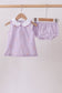 Purple seersucker butterfly embroidery bloomer set
