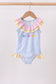 Colorblock crab embroidery ruffle swimsuit