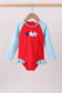 Red star embroidery ruffle rashguard