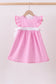 Pink bow gingham ruffle dress