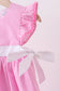 Pink bow gingham ruffle dress