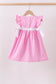 Pink bow gingham ruffle dress