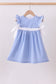 Blue bow gingham ruffle dress