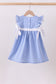 Blue bow gingham ruffle dress