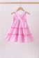 Pink gingham ruffle tiered dress